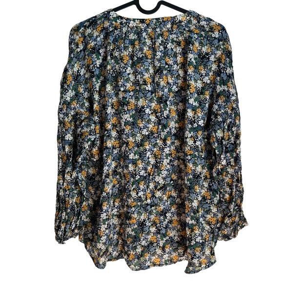 J. Jill M Relaxed fit button down wild flower print blouse long sleeves - Picture 2 of 7